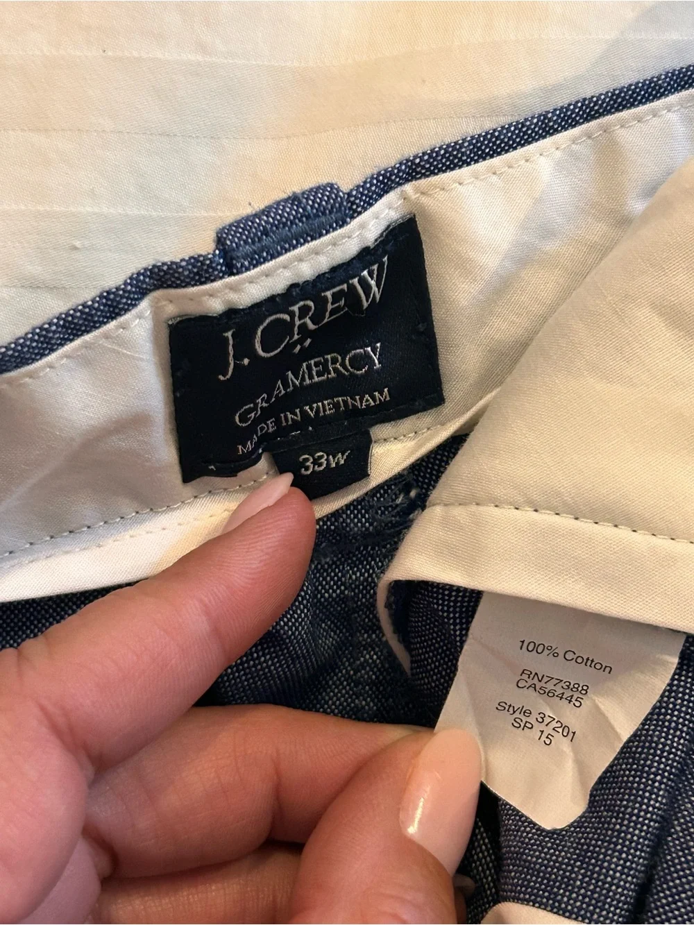 J Crew Shorts Mens 33W Flat Gramercy‎ 100% Cotton Blue Nautical Preppy Pocket